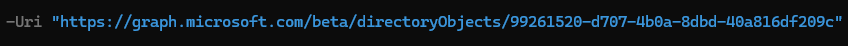 Graph API URI structure showing directory objects endpoint