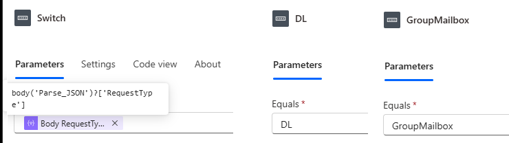 Switch action for routing