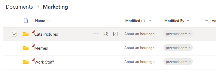 Marketing folder contents